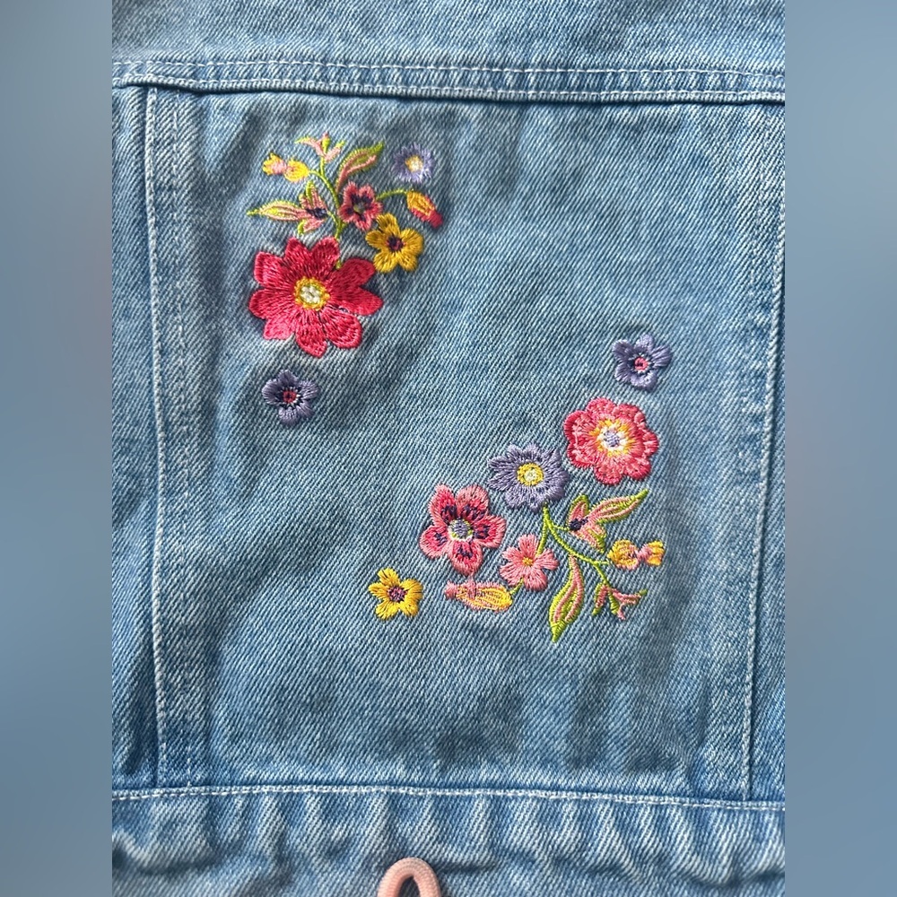 American Girl Blue Jean Jacket with Floral Design - Picture 4 of 5